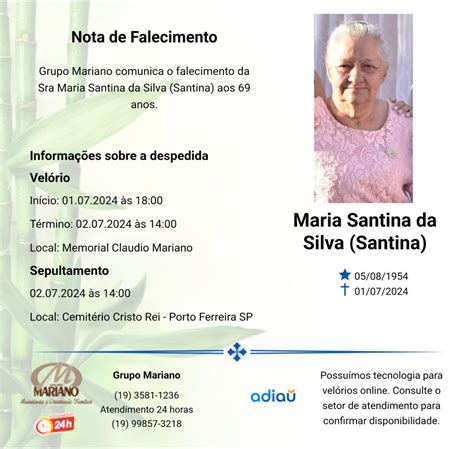 obituário porto ferreira|Obituários – Grupo Mariano.